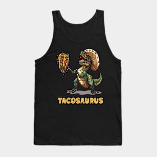 Tacosaurus Funny Tacos Tuesday T-rex Holding Taco Dinosaur For Cinco De Mayo Tank Top